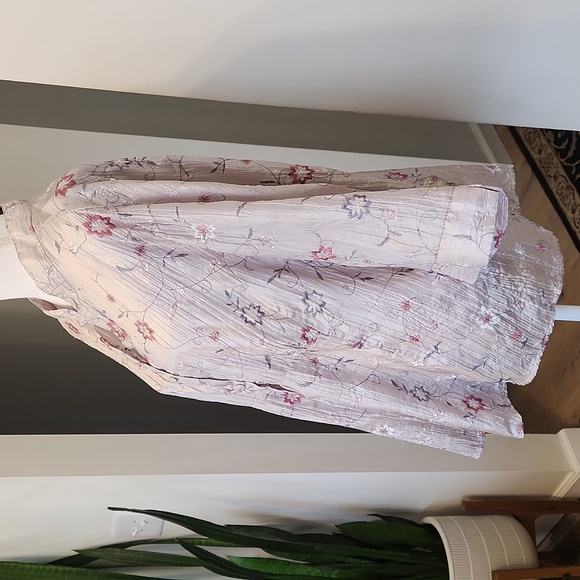Antilia Femme Tops - Antilia Femme Floral Embroidered Blouse 3/4 Sleeves Mandarin Colar 2X